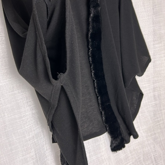 vtg Simply Irresistible,cardigan,women faux fur trim,black,sheer,batwing, L -XL - Picture 8 of 14